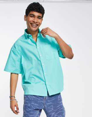 Camicia dad oversize squadrata, colore turchese-Blu - ASOS DESIGN Camicia donna  - immagine1