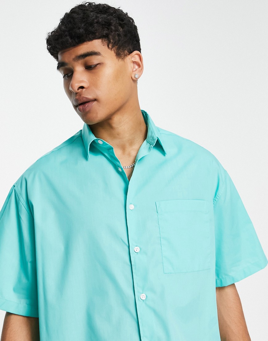 Camicia dad oversize squadrata, colore turchese-Blu - ASOS DESIGN Camicia donna  - immagine3