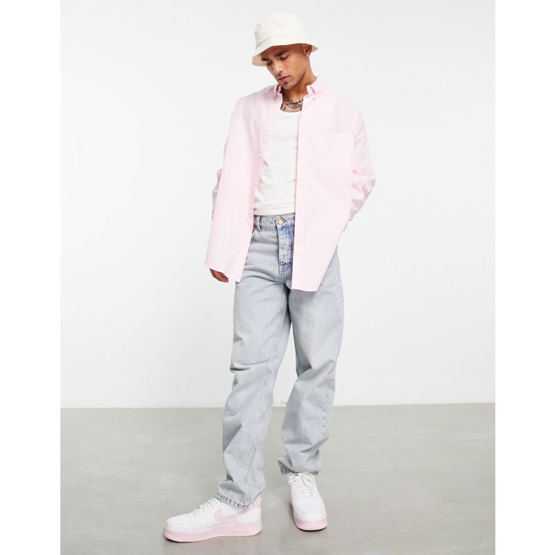 Camicie tinta unita juu99 DESIGN - Camicia dad oversize voluminosa, colore rosa pastello