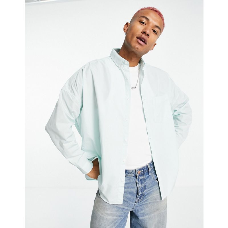 Uomo Camicie DESIGN - Camicia dad oversize voluminosa verde pastello