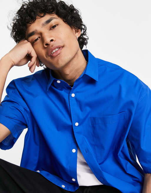ASOS DESIGN - Camicia dad squadrata oversize, colore blu cobalto