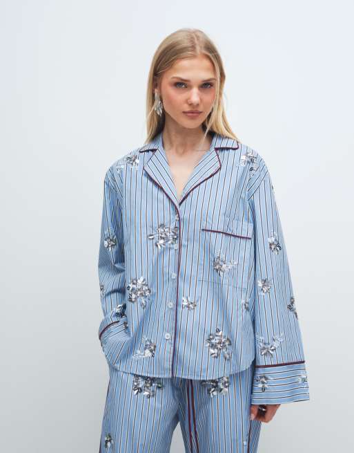ASOS DESIGN - Camicia del pigiama decorata a righe in coordinato