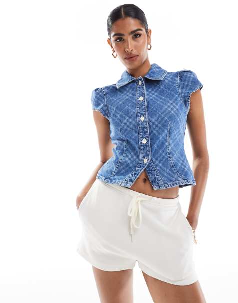 ASOS DESIGN - Camicia di jeans aderente con stampa a quadri - view 1