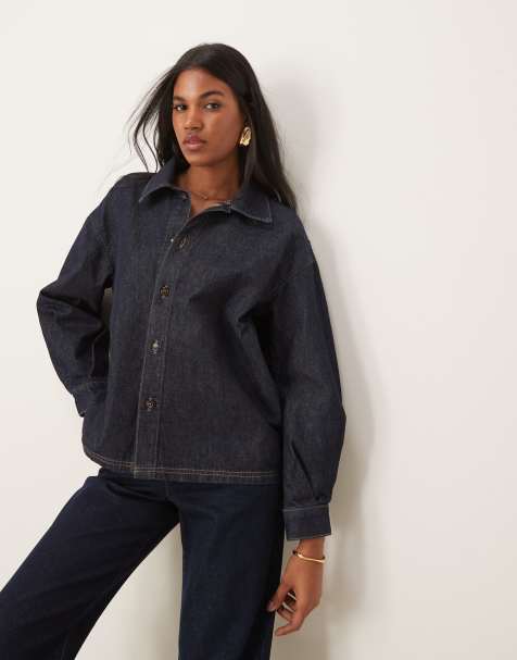 ASOS DESIGN - Camicia di jeans indaco con maniche a sbuffo - view 1