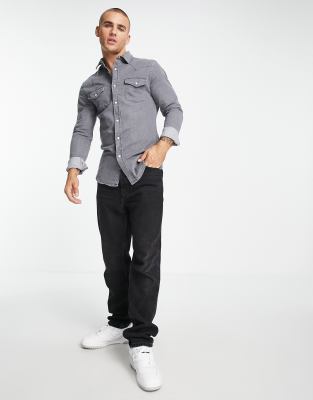 Camicia di jeans skinny in stile western nero slavato-Grigio - ASOS DESIGN Camicia donna  - immagine2
