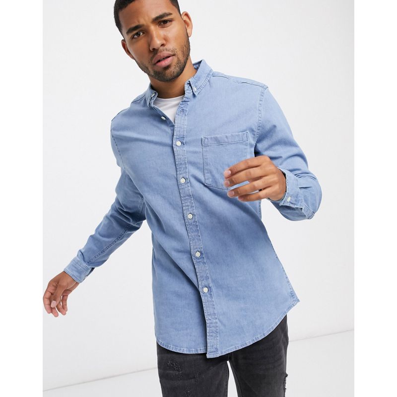 Camicie Uomo DESIGN - Camicia di jeans slim elasticizzata lavaggio candeggiato