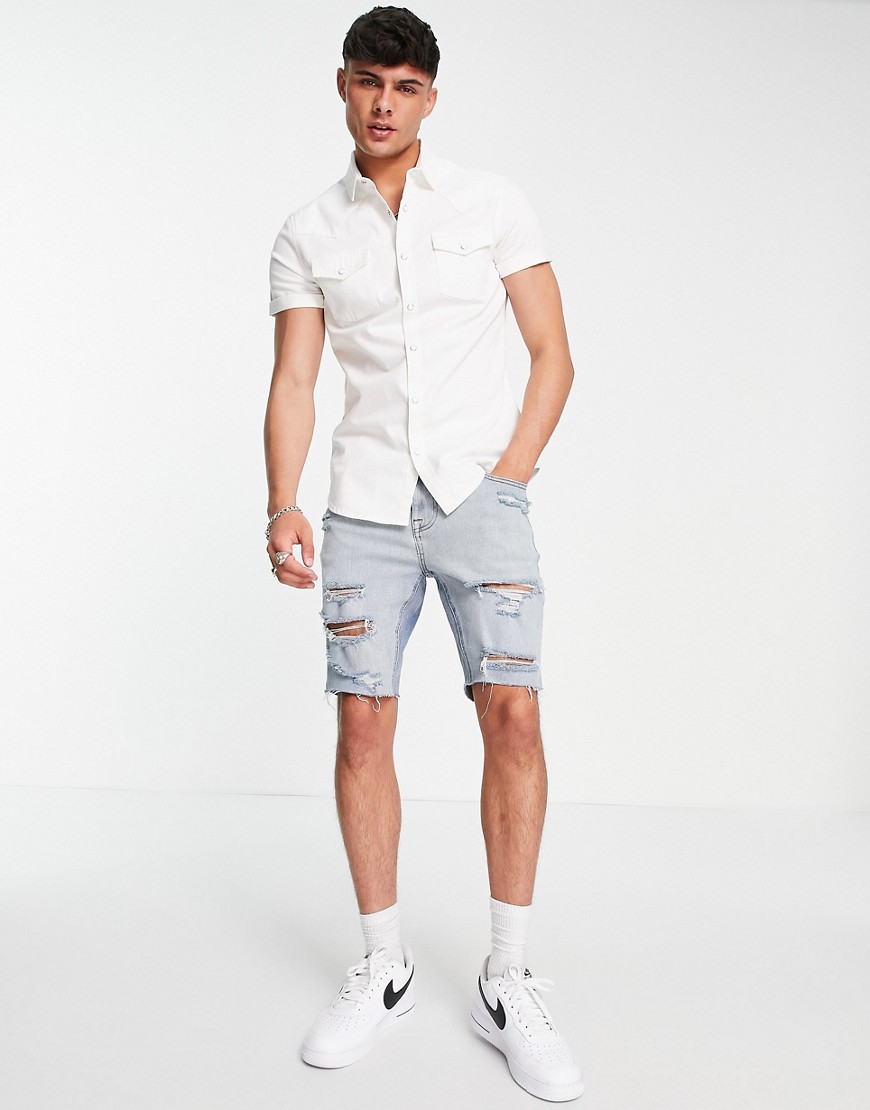 Camicia di jeans stile western skinny bianca-Bianco - ASOS DESIGN Camicia donna  - immagine3
