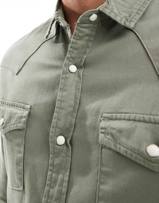 Camicia jeans verde store