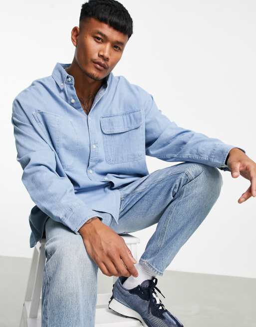 ASOS DESIGN Camicia di jeans super oversize vintage lavaggio