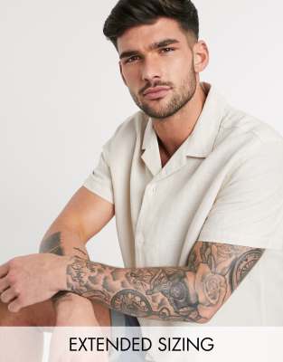 ASOS DESIGN - Camicia di lino comoda écru con colletto a rever