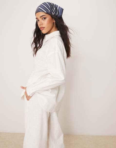 ASOS DESIGN - Camicia e pantaloni effetto lino bianco sporco in coordinato - view 1
