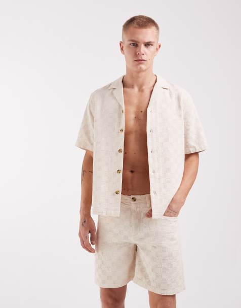 ASOS DESIGN - Camicia écru testurizzata in coordinato - view 1