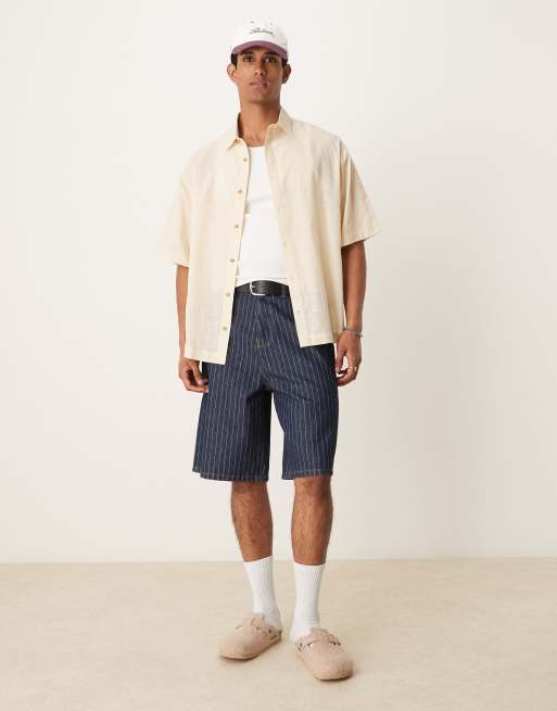 ASOS DESIGN - Camicia effetto lino squadrata oversize color pietra, 4 di 4
