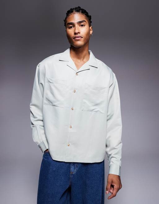 ASOS DESIGN - Camicia elegante oversize color pietra