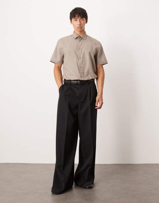 ASOS DESIGN - Camicia elegante regular fit in misto lino marrone, 2 di 4