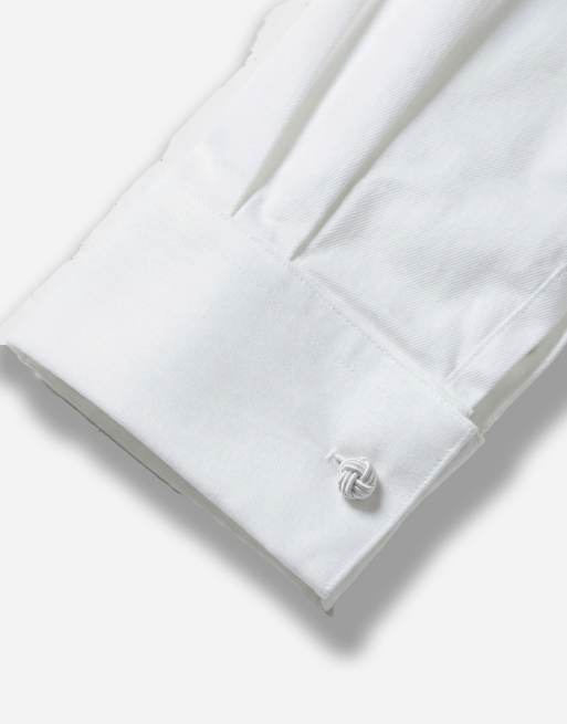 ASOS DESIGN - Camicia elegante regular fit in twill facile da stirare color bianco con polsino doppio, 8 di 12