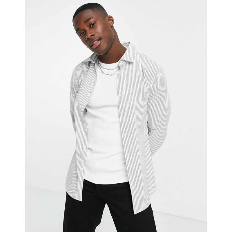 Camicie Camicie tinta unita DESIGN - Camicia elegante skinny a righe bianche e nere