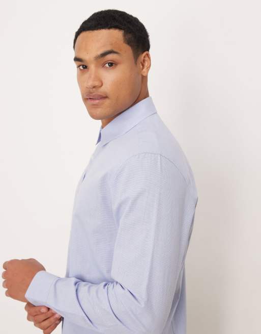 ASOS DESIGN - Camicia elegante slim fit blu, 4 di 5