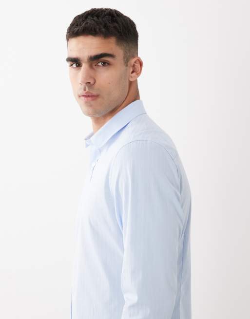 ASOS DESIGN - Camicia elegante slim testurizzata blu, 5 di 6