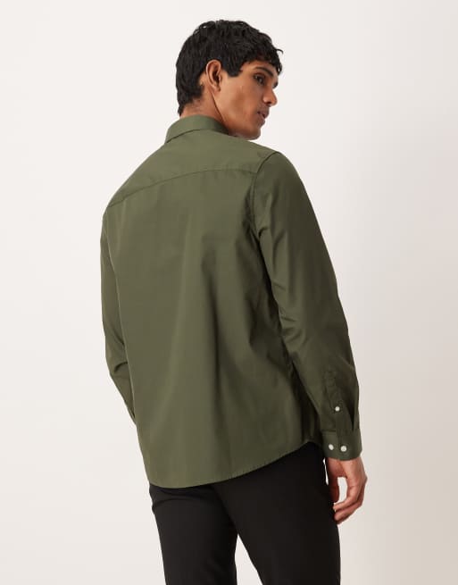 ASOS DESIGN - Camicia elegante vestibilità classica facile da stirare in popeline verde salvia, 3 di 5