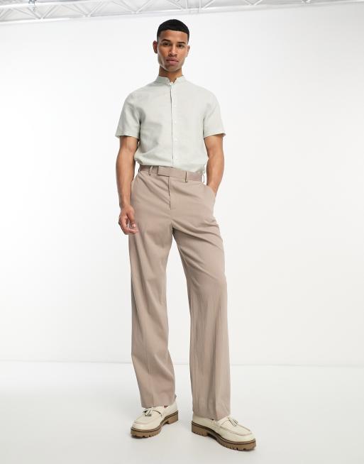 ASOS DESIGN Camicia elegante vestibilit classica in lino color