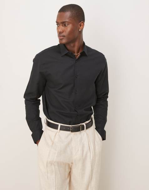 ASOS DESIGN - Camicia elegante vestibilità classica nera in lino - view 1