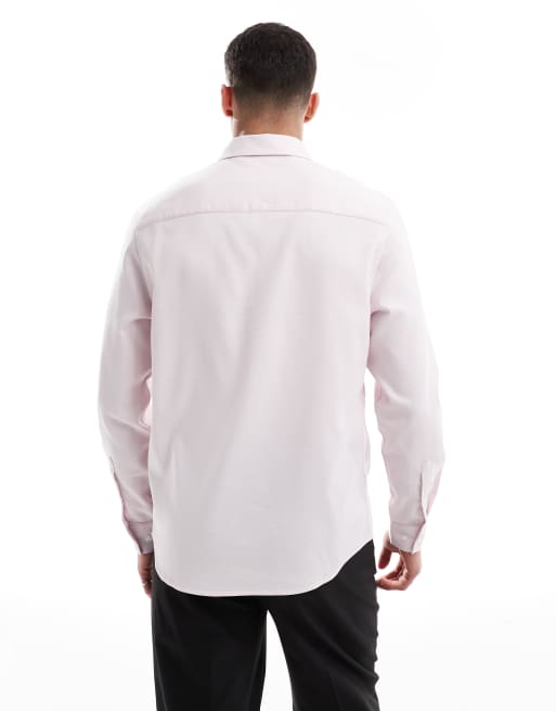 ASOS DESIGN - Camicia elegante vestibilità classica rosa testurizzata con abbottonatura nascosta, 3 di 4