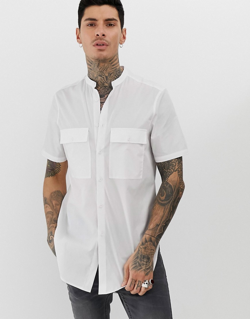 ASOS DESIGN - Camicia extra lunga vestibilità classica bianca-Bianco