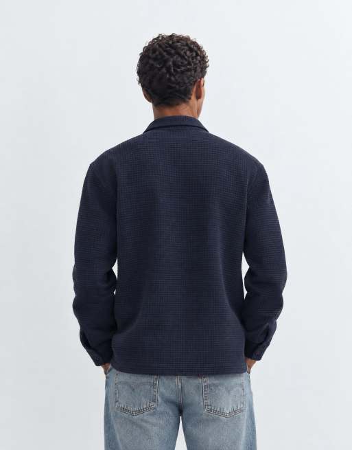 ASOS DESIGN camicia giacca a nido d'ape in navy, 7 di 9