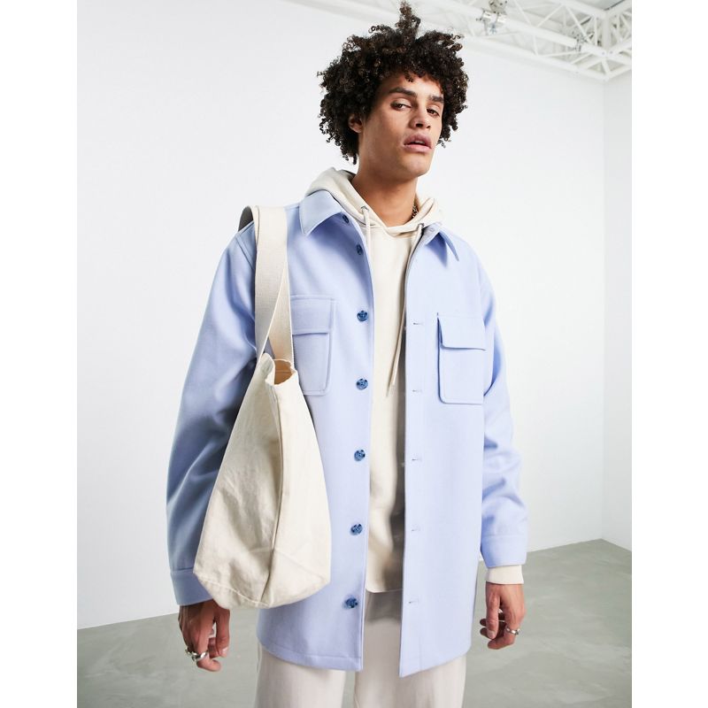 ggL1P Uomo DESIGN - Camicia giacca azzurra effetto lana