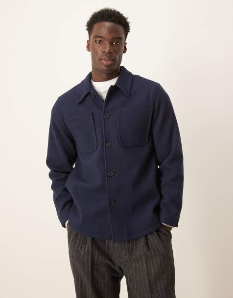 ASOS DESIGN - Camicia giacca blu navy effetto lana - view 1