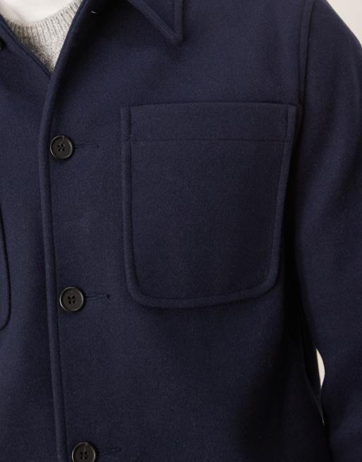 ASOS DESIGN - Camicia giacca blu navy effetto lana, 3 di 4