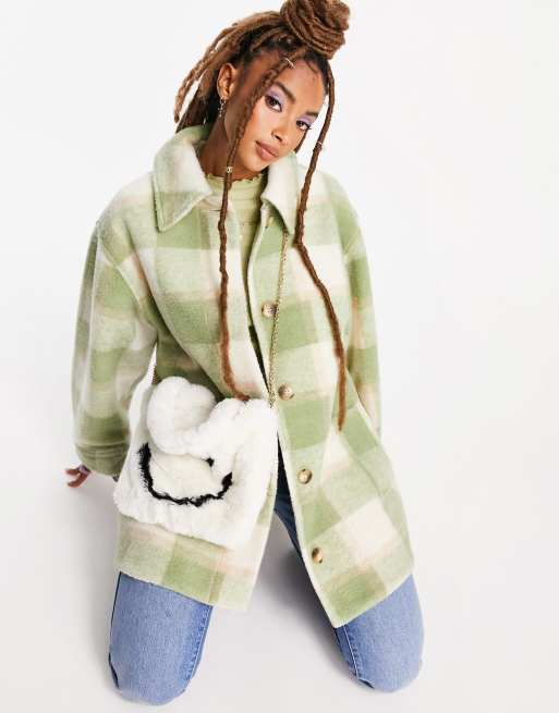 ASOS DESIGN - Camicia giacca boyfriend verde a quadri