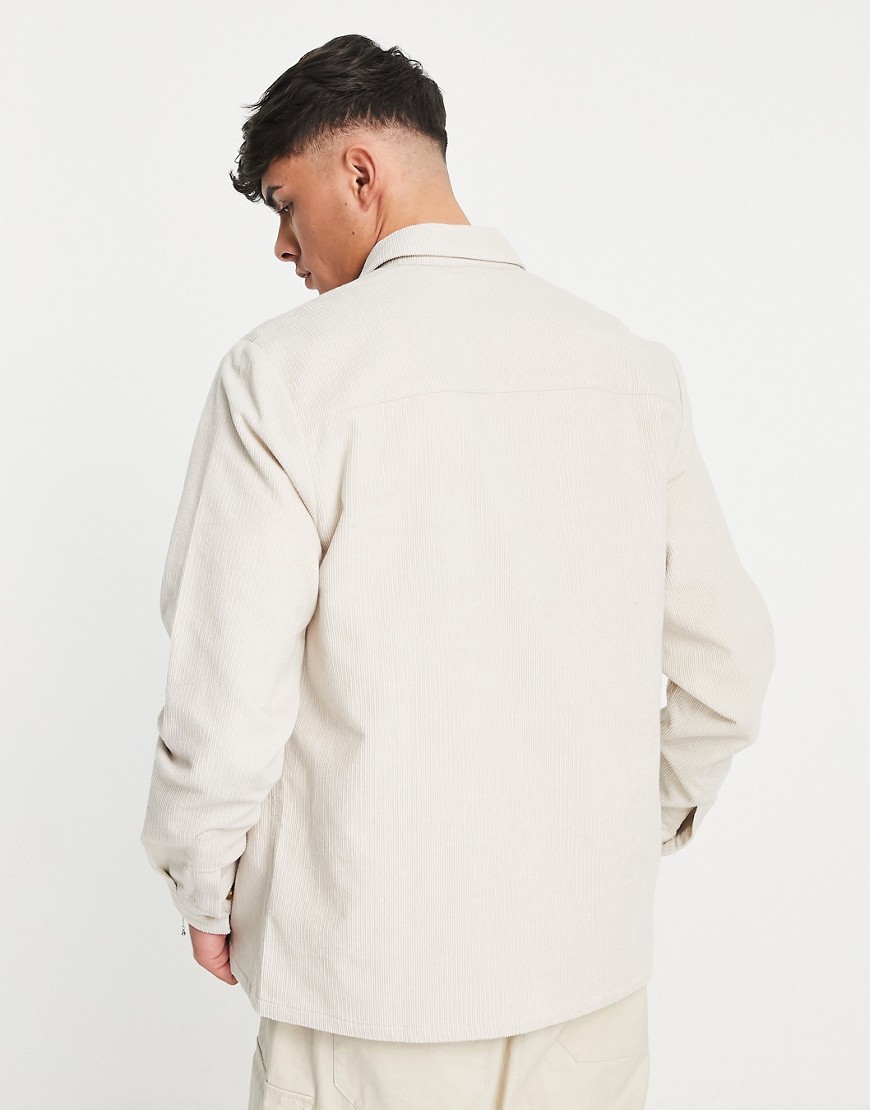 Camicia giacca con doppie tasche a coste color crema-Neutro - ASOS DESIGN Camicia donna  - immagine2