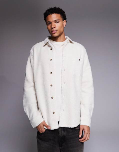 ASOS DESIGN - Camicia giacca écru in pile borg - view 1