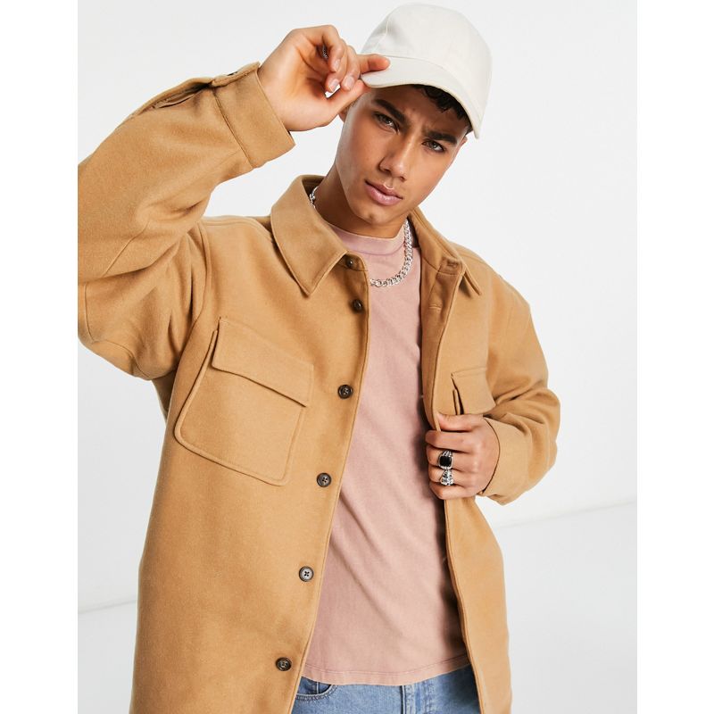 Uomo yEYfI DESIGN - Camicia giacca effetto lana cammello