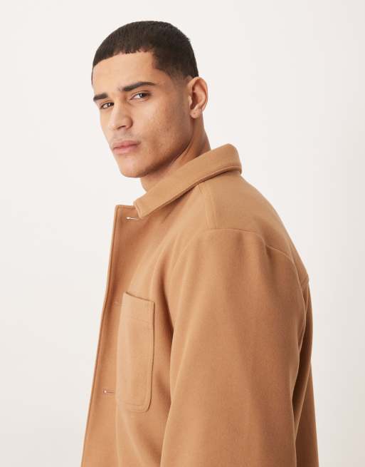 ASOS DESIGN - Camicia giacca effetto lana color cuoio scuro, 4 di 5