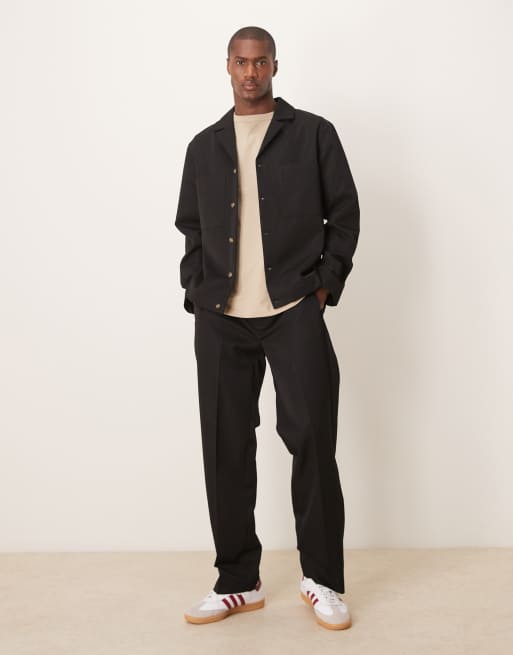 ASOS DESIGN - Camicia giacca elegante nera con rever in coordinato, 3 di 4