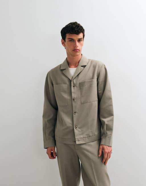 ASOS DESIGN - Camicia giacca elegante verde salvia con rever in coordinato, 5 di 5