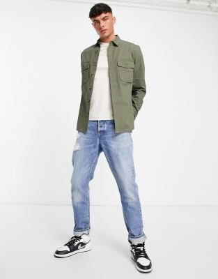 Camicia giacca in cotone kaki-Verde - ASOS DESIGN Camicia donna  - immagine1