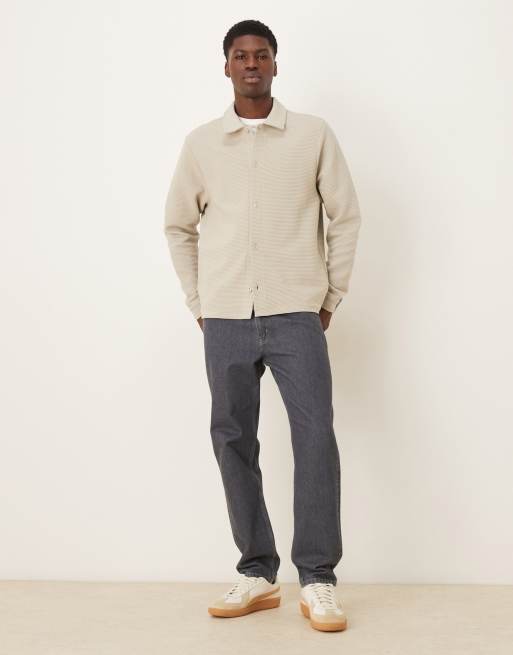 ASOS DESIGN - Camicia giacca in jersey color pietra a coste, 2 di 5