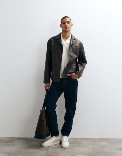ASOS DESIGN - Camicia giacca in pelle sintetica marrone - view 1