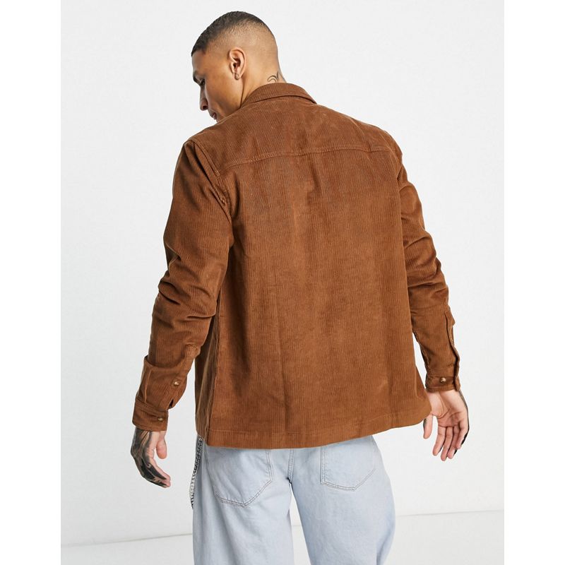 Camicie tinta unita Uomo DESIGN - Camicia giacca marrone a coste