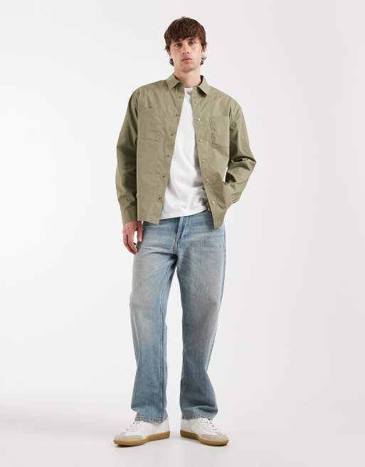 ASOS DESIGN - Camicia giacca multitasche kaki con bottoni a pressione, 2 di 5