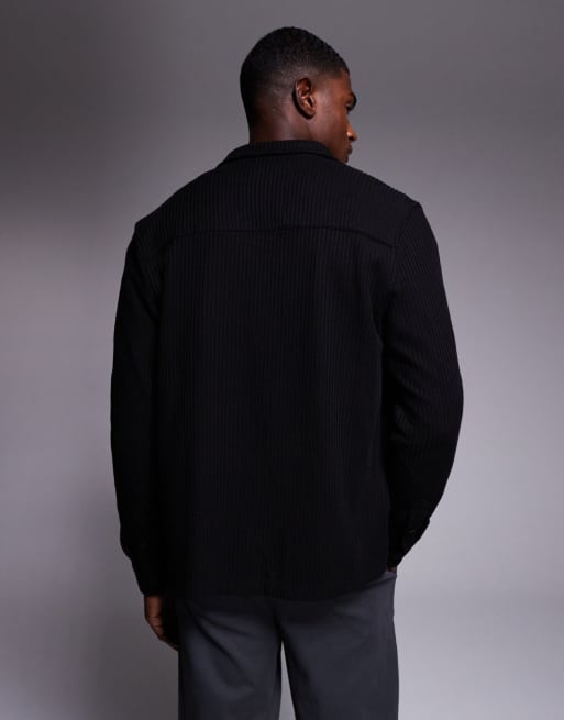 ASOS DESIGN - Camicia giacca nera con texture spazzolata, 3 di 5