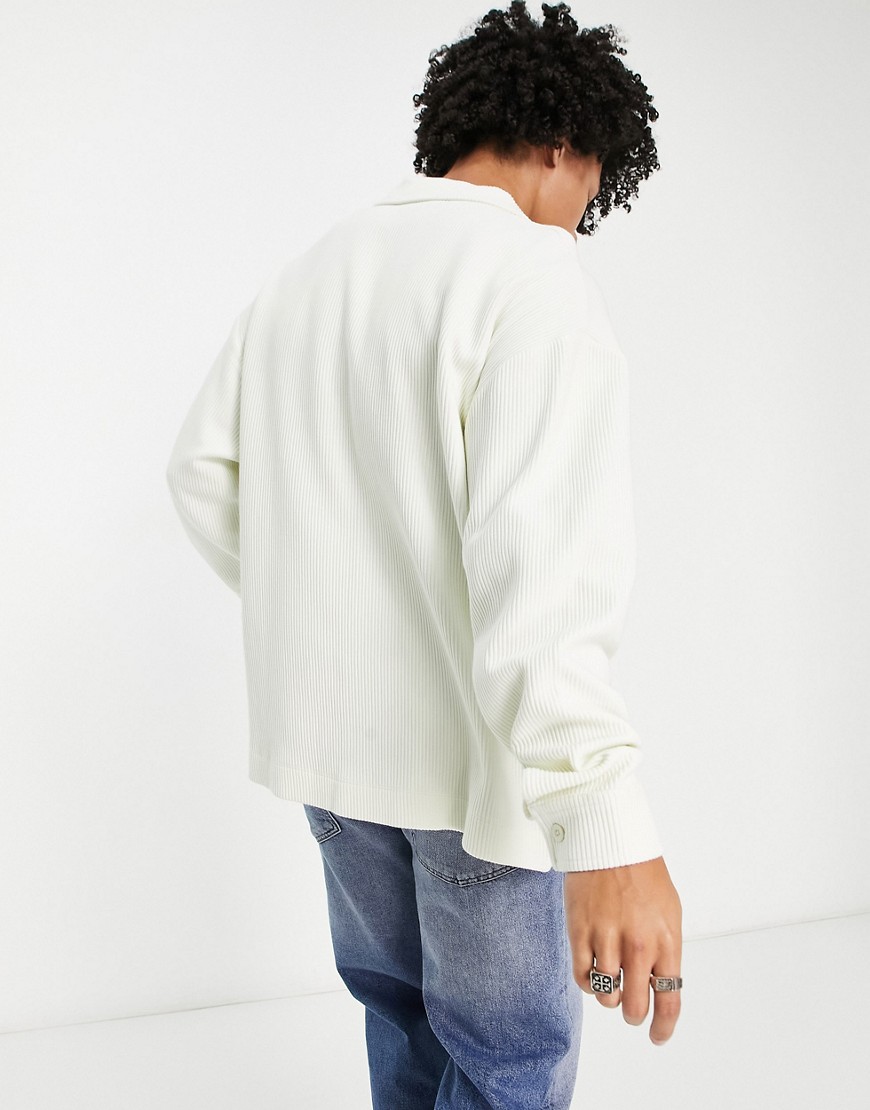Camicia giacca oversize in jersey a coste bianco sporco - ASOS DESIGN Camicia donna  - immagine2