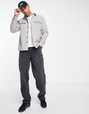 Camicia giacca oversize in lana grigio chiaro - ASOS DESIGN Camicia donna  - immagine2