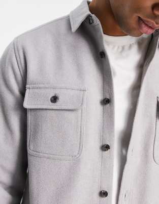 Camicia giacca oversize in lana grigio chiaro - ASOS DESIGN Camicia donna  - immagine1