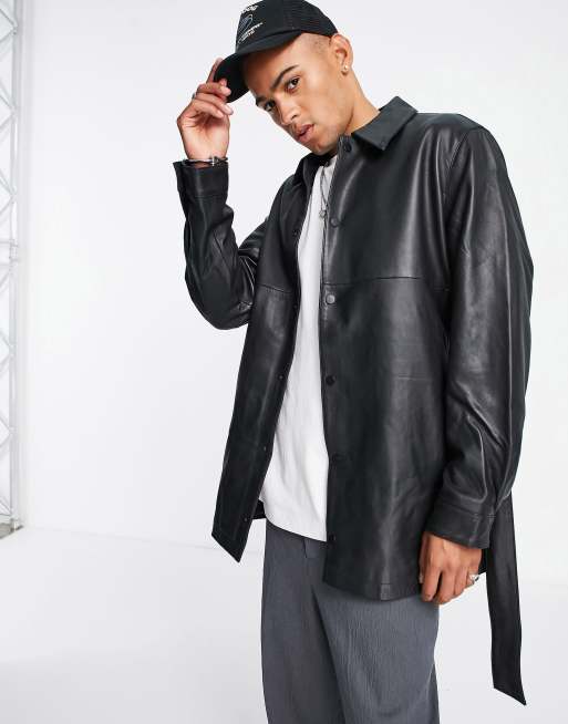 ASOS DESIGN - Camicia giacca oversize taglio lungo nera