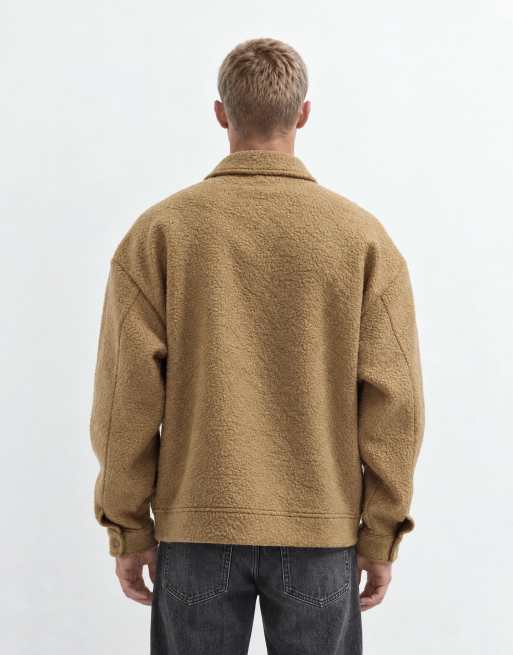 ASOS DESIGN camicia giacca oversize testurizzata beige cammello, 9 di 10